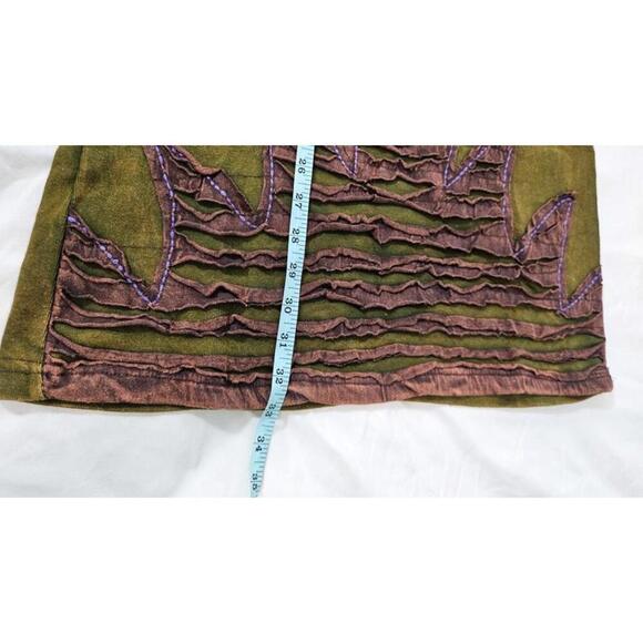 K.P.C. Bohemian Handmade in Nepal Embroidered Green Stonewashed Dress Small - Picture 9 of 9